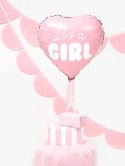Balon foliowy "It's a girl" na baby shower serce różowe 48cm Partydeco Sp. z o. o.