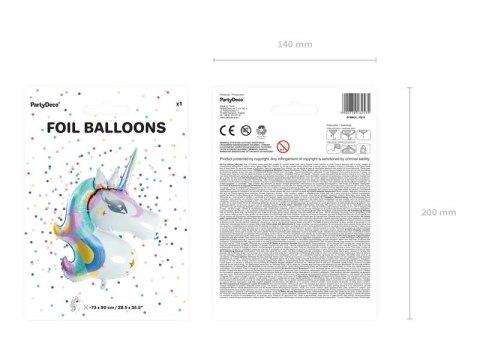 Balon foliowy Jednorożec 73cm x 90cm Partydeco Sp. z o. o. Balon foliowy Jednorożec 73cm x 90cm Partydeco Sp. z o. o.
