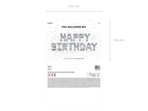 Balon foliowy dekoracja urodzinowa Happy Birthday srebrna 340cm x 35cm Partydeco Sp. z o. o. Balon foliowy dekoracja urodzinowa Happy Birthday srebrna 340cm x 35cm Partydeco Sp. z o. o.