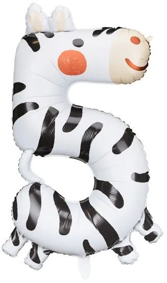 Balon foliowy urodzinowy cyfra "5" - Zebra 42x81 cm Partydeco Sp. z o. o. Balon foliowy urodzinowy cyfra "5" - Zebra 42x81 cm Partydeco Sp. z o. o.
