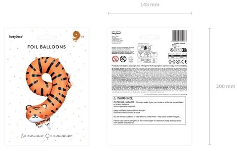 Balon foliowy urodzinowy cyfra "9" - Tygrys 49x76 cm Partydeco Sp. z o. o. Balon foliowy urodzinowy cyfra "9" - Tygrys 49x76 cm Partydeco Sp. z o. o.