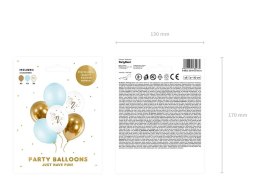 Balony urodzinowe Pastel Light Blue biały złoty niebieski 30cm 6 sztuk Partydeco Sp. z o. o.