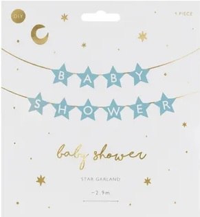 Baner napis na baby shower gwiazdki jasnoniebieskie 290cm x 16,5cm Partydeco Sp. z o. o. Baner napis na baby shower gwiazdki jasnoniebieskie 290cm x 16,5cm Partydeco Sp. z o. o.