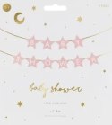 Baner napis na baby shower gwiazdki jasnoróżowe 290cm x 16,5cm Partydeco Sp. z o. o.