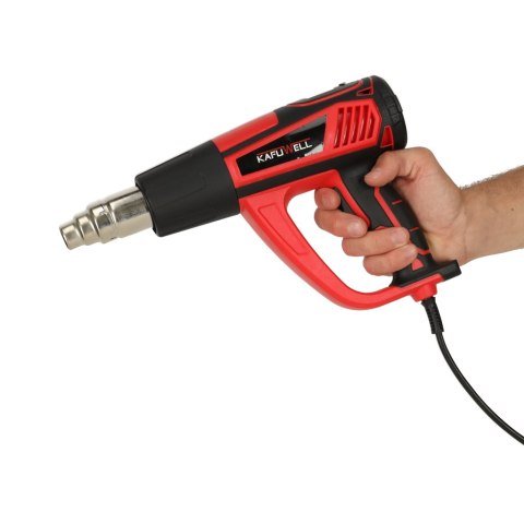 KAFUWELL Opalarka elektryczna z regulacja tempratury 0-600 st. C przepływ powietrza 300-500 l/min + 4 wymienne końcówki 1850W Kik Sp. z o. o. Sp. k. KAFUWELL Opalarka elektryczna z regulacja tempratury 0-600 st. C przepływ powietrza 300-500 l/min + 4 wymienne końcówki 1850W Kik Sp. z o. o. Sp. k.