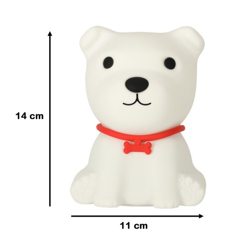 Lampka nocna dla dzieci silikonowa dotykowa miękka 8 LED USB RGB biała piesek Kik Sp. z o. o. Sp. k.