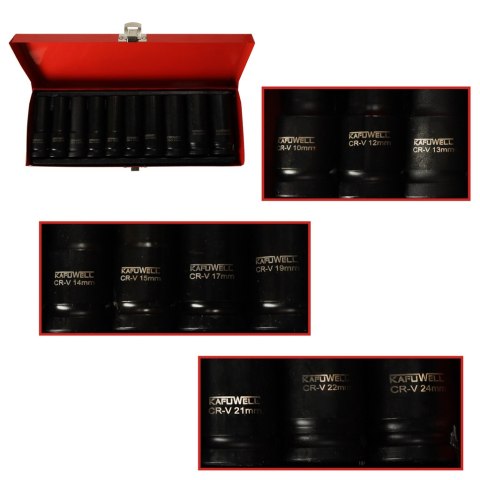 Nasadki udarowe 1/2'' 10-24 mm zestaw 10el. KAFUWELL Kik Sp. z o. o. Sp. k.