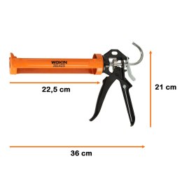 Pistolet wyciskacz do silikonu akrylu kleju kartuszy mas obrotowy korpus 360 255mm WOKIN Kik Sp. z o. o. Sp. k.