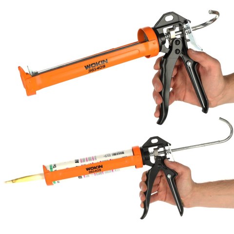 Pistolet wyciskacz do silikonu akrylu kleju kartuszy mas obrotowy korpus 360 255mm WOKIN Kik Sp. z o. o. Sp. k.