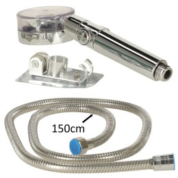 Słuchawka prysznicowa z turbiną + wąż srebrna zestaw Kik Sp. z o. o. Sp. k.