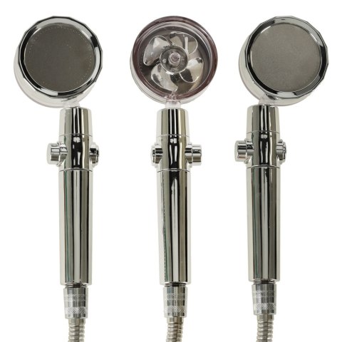 Słuchawka prysznicowa z turbiną + wąż srebrna zestaw Kik Sp. z o. o. Sp. k.