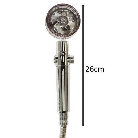 Słuchawka prysznicowa z turbiną + wąż srebrna zestaw Kik Sp. z o. o. Sp. k.