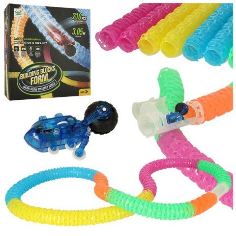 Tor samochodowy elastyczny rurkowy długi szybkie auto samochód 210 elementów Kik Sp. z o. o. Sp. k.