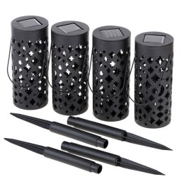 Lampa solarna ogrodowa ażurowa latarenka lampion LED czujnik zmierzchu wbijana 4szt. Kik Sp. z o. o. Sp. k.