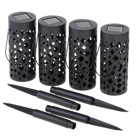 Lampa solarna ogrodowa ażurowa latarenka lampion LED czujnik zmierzchu wbijana 4szt. Kik Sp. z o. o. Sp. k.