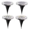 Lampy ogrodowe solarne najazdowe gruntowe czujnik zmierzchu wbijane świecący dysk 8LED 4szt. zimny biały Kik Sp. z o. o. Sp. k.