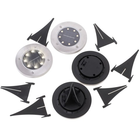 Lampy ogrodowe solarne najazdowe gruntowe czujnik zmierzchu wbijane świecący dysk 8LED 4szt. zimny biały Kik Sp. z o. o. Sp. k. Lampy ogrodowe solarne najazdowe gruntowe czujnik zmierzchu wbijane świecący dysk 8LED 4szt. zimny biały Kik Sp. z o. o. Sp. k.