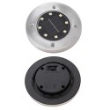 Lampy ogrodowe solarne najazdowe gruntowe czujnik zmierzchu wbijane świecący dysk 8LED 4szt. zimny biały Kik Sp. z o. o. Sp. k.