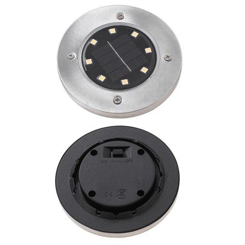 Lampy ogrodowe solarne najazdowe gruntowe czujnik zmierzchu wbijane świecący dysk 8LED 4szt. zimny biały Kik Sp. z o. o. Sp. k. Lampy ogrodowe solarne najazdowe gruntowe czujnik zmierzchu wbijane świecący dysk 8LED 4szt. zimny biały Kik Sp. z o. o. Sp. k.