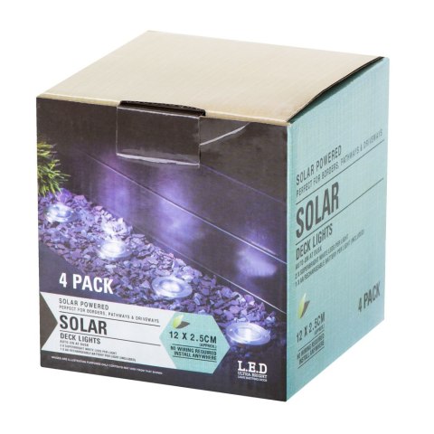 Lampy ogrodowe solarne najazdowe gruntowe czujnik zmierzchu wbijane świecący dysk 8LED 4szt. zimny biały Kik Sp. z o. o. Sp. k. Lampy ogrodowe solarne najazdowe gruntowe czujnik zmierzchu wbijane świecący dysk 8LED 4szt. zimny biały Kik Sp. z o. o. Sp. k.