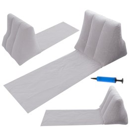 Mata plażowa z dmuchanym oparciem leżak na plażę do domu ogrodu z poduszką uniwersalny szary Kik Sp. z o. o. Sp. k.