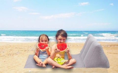 Mata plażowa z dmuchanym oparciem leżak na plażę do domu ogrodu z poduszką uniwersalny szary Kik Sp. z o. o. Sp. k. Mata plażowa z dmuchanym oparciem leżak na plażę do domu ogrodu z poduszką uniwersalny szary Kik Sp. z o. o. Sp. k.