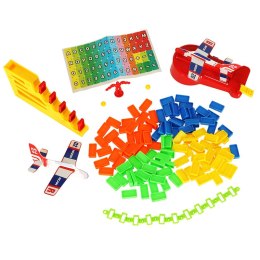 Gra edukacyjna domino klocki wyrzutnia samolot ze schodami i kulą zestaw Kik Sp. z o. o. Sp. k.