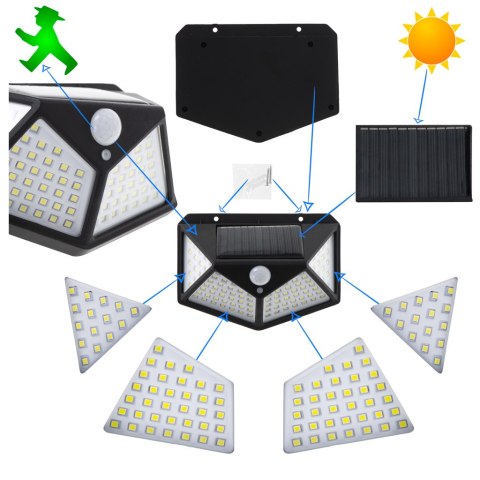 Lampa solarna czujnik ruchu i zmierzchu 100 LED Kik Sp. z o. o. Sp. k.