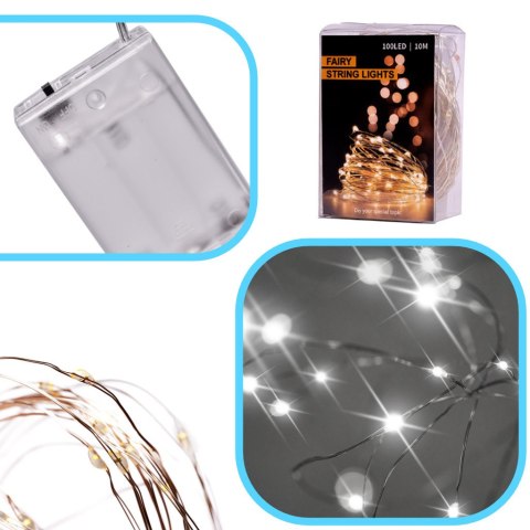 Lampki LED druciki dekoracyjne świąteczne choinkowe 5m 50LED zimny biały Kik Sp. z o. o. Sp. k.