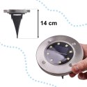Lampy ogrodowe solarne najazdowe gruntowe czujnik zmierzchu wbijane świecący dysk 8LED 12szt. zimny biały Kik Sp. z o. o. Sp. k.