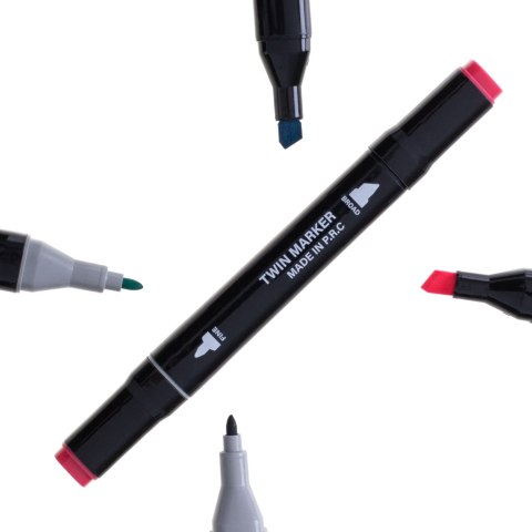 Markery dwustronne mazaki alkoholowe w etui 48 + podstawka Kik Sp. z o. o. Sp. k.