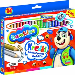 Kredki ołówkowe okrągłe grube Bambino 24 kolory temperówka St. Majewski Sp. z o. o.