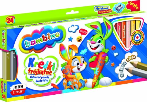 Kredki ołówkowe trójkątne grube Bambino 24 kolory temperówka St. Majewski Sp. z o. o. Kredki ołówkowe trójkątne grube Bambino 24 kolory temperówka St. Majewski Sp. z o. o.