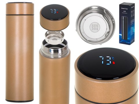 Kubek bidon termiczny termos smart LED 500ml złoty Kik Sp. z o. o. Sp. k. Kubek bidon termiczny termos smart LED 500ml złoty Kik Sp. z o. o. Sp. k.