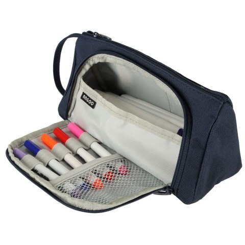 Piórnik szkolny dwukomorowy saszetka kosmetyczka rozkładany 3w1 granatowy Kik Sp. z o. o. Sp. k.