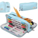 Piórnik szkolny trzykomorowy saszetka kosmetyczka organizer potrójny zamek na kredki mazaki kosmetyki 3w1 niebieski Kik Sp. z o. o. Sp. k.