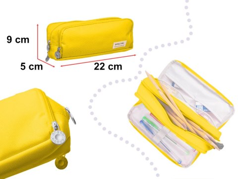 Piórnik szkolny trzykomorowy saszetka kosmetyczka organizer potrójny zamek na kredki mazaki kosmetyki 3w1 żółty Kik Sp. z o. o. Sp. k.