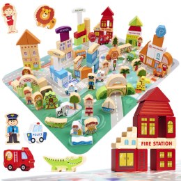 Klocki drewniane edukacyjne miasto puzzle 120el. Kik Sp. z o. o. Sp. k.