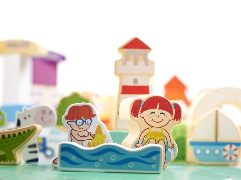 Klocki drewniane edukacyjne miasto puzzle 120el. Kik Sp. z o. o. Sp. k.