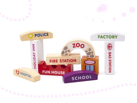 Klocki drewniane edukacyjne miasto puzzle 120el. Kik Sp. z o. o. Sp. k.