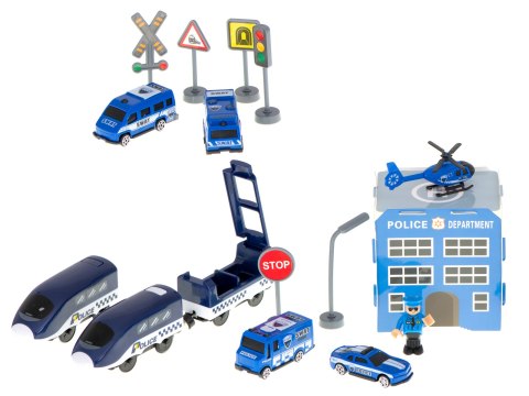 Kolejka elektryczna pociąg policja autka 92 elementy ~300cm Kik Sp. z o. o. Sp. k.