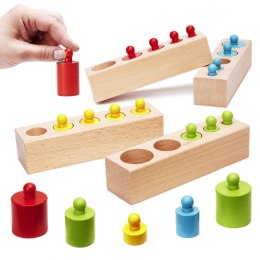 Odważniki cylindry drewniane gra układanka montessori kolorowe Kik Sp. z o. o. Sp. k.
