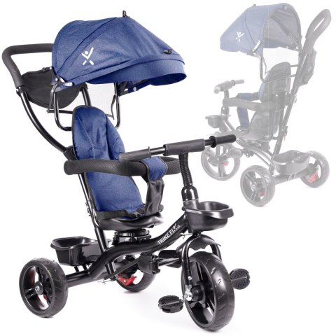 Rowerek trójkołowy Trike Fix Lite 3w1 z daszkiem obracany regulowany spacerówka prowadnik pasy granatowy Kik Sp. z o. o. Sp. k. Rowerek trójkołowy Trike Fix Lite 3w1 z daszkiem obracany regulowany spacerówka prowadnik pasy granatowy Kik Sp. z o. o. Sp. k.