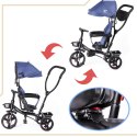 Rowerek trójkołowy Trike Fix Lite 3w1 z daszkiem obracany regulowany spacerówka prowadnik pasy granatowy Kik Sp. z o. o. Sp. k.
