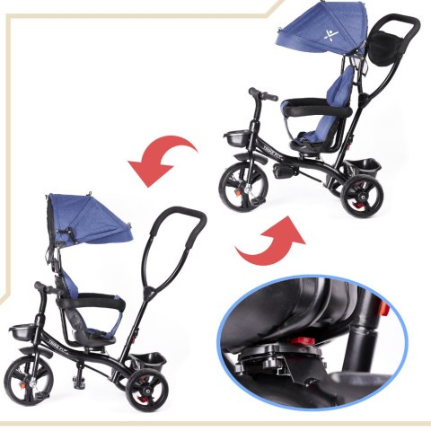 Rowerek trójkołowy Trike Fix Lite 3w1 z daszkiem obracany regulowany spacerówka prowadnik pasy granatowy Kik Sp. z o. o. Sp. k. Rowerek trójkołowy Trike Fix Lite 3w1 z daszkiem obracany regulowany spacerówka prowadnik pasy granatowy Kik Sp. z o. o. Sp. k.