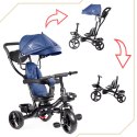 Rowerek trójkołowy Trike Fix Lite 3w1 z daszkiem obracany regulowany spacerówka prowadnik pasy granatowy Kik Sp. z o. o. Sp. k.