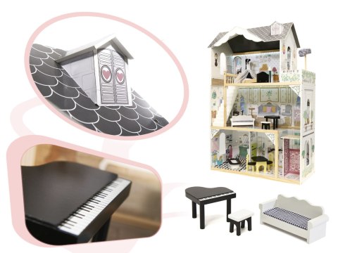 Domek dla lalek drewniany MDF mebelki 122cm XXL LED Kik Sp. z o. o. Sp. k.