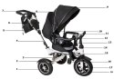 Rowerek Trójkołowy Trike Fix 3w1 z daszkiem obracany regulowany spacerówka prowadnik pasy V3 czarny Kik Sp. z o. o. Sp. k.