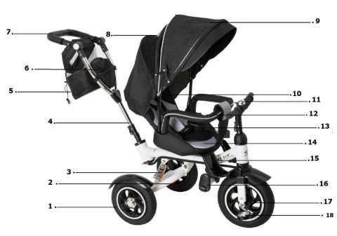 Rowerek Trójkołowy Trike Fix 3w1 z daszkiem obracany regulowany spacerówka prowadnik pasy V3 czarny Kik Sp. z o. o. Sp. k. Rowerek Trójkołowy Trike Fix 3w1 z daszkiem obracany regulowany spacerówka prowadnik pasy V3 czarny Kik Sp. z o. o. Sp. k.