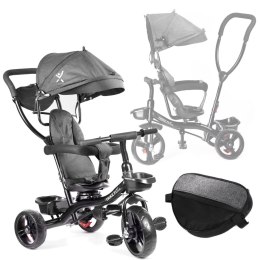 Rowerek trójkołowy Trike Fix Lite 3w1 z daszkiem obracany regulowany spacerówka prowadnik pasy szary Kik Sp. z o. o. Sp. k.